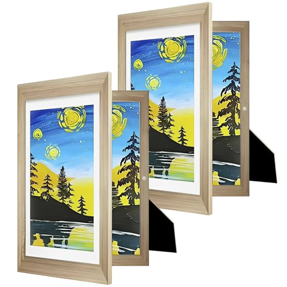 2Pcs Kids Art Frame A4 Child Artwork Picture Frame with Fixed Strap Photo Display Frame for Kids Magnetic switch for 150 A4 Pictures