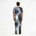 thumbnail image 2 of Mens Pajamas Set Short Sleeve Pants PJ Sets Loungewear Nightwear with Pockets, Cat Blow Bubbles, 2 of 6