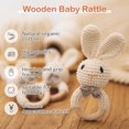 thumbnail image 2 of Sonajero Para Bebés De 0 A 6 Meses, Conejito, Sonajero De Madera Para Bebé, Sonajero De Madera De Ganchillo Hecho A Mano, Juguetes De Madera Orgánica Para Bebés, Animales De Peluche Para Recién Nacido, 2 of 5