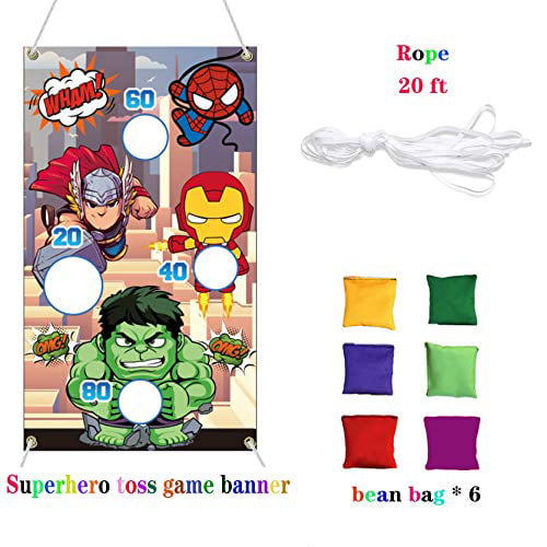 Toss Game Banner with 6 Bean Bags Rainbow Ice Cream Themed Hit Throwing Games for Kids Birthday Adults Friends Forest Wild Party Family Gathering Indoor Outdoor Party Supplies Decor Gift Set 2101521