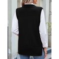 thumbnail image 2 of Womens Crew Neck Bowknot Solid Color Button Side Slit Pullover Tops 2025 Cute Knitted Fashion Sweaters Black L, 2 of 7