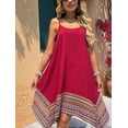 thumbnail image 6 of Women'S Boho Color Block Long Dress Hawaii Flowy Spaghetti Strap Dresses Red L, 6 of 9