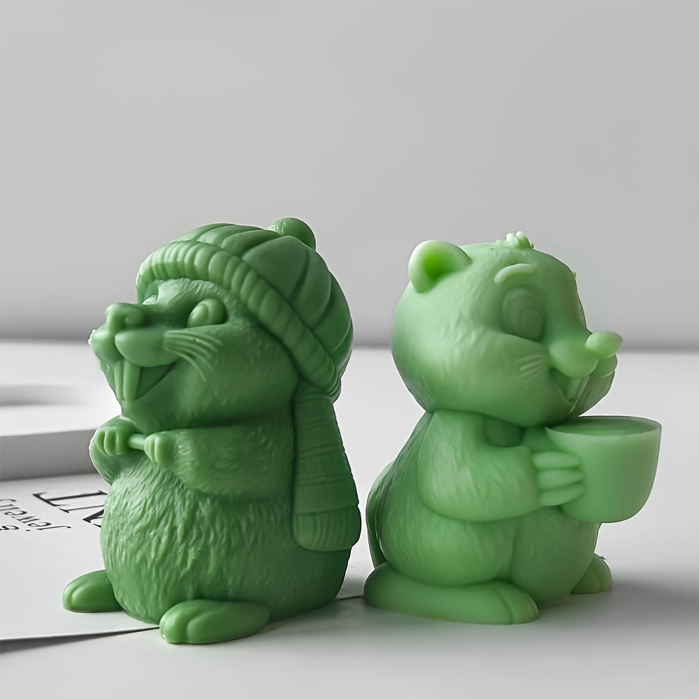 3PCS Groundhog Day 3D Silicone Mold Set, Animal Candle Molds for DIY Epoxy Resin, Soy Wax, Plaster Crafts (Woodland Creatures Series)