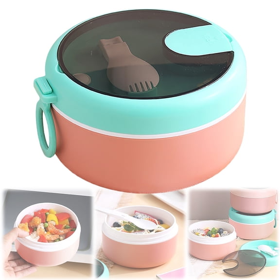 Portable Pink Breakfast Jar with Spoon, 20oz Stainless Steel Insulated Food Container, Travel Oatmeal Cup, Yogurt & Soup On-the-Go, Meal Prep, Office, Gym, Camping