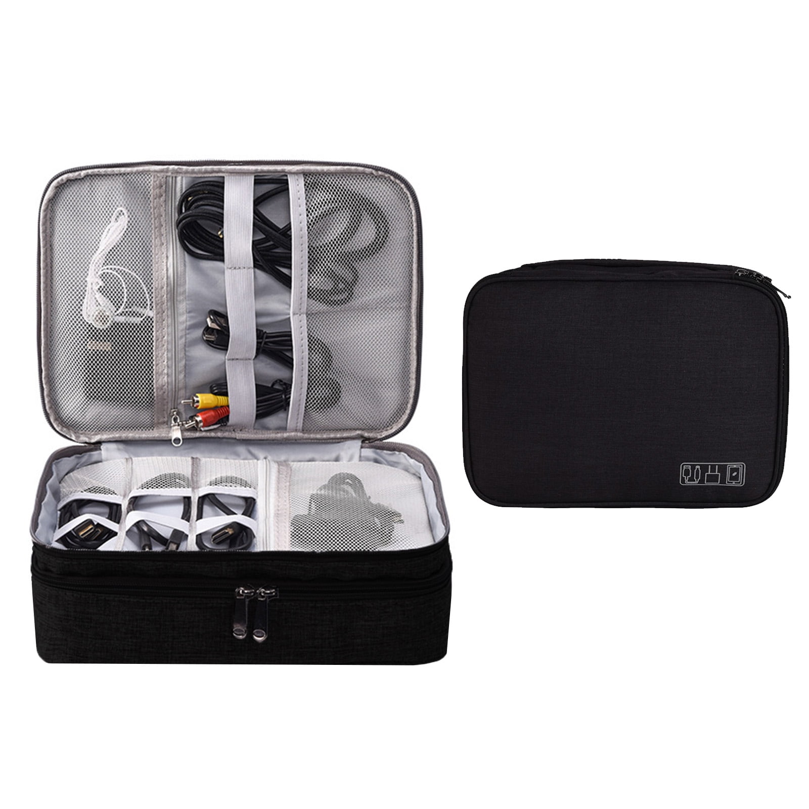 Vaupan Electronic Organizer Bag Travel Cable Accessories Double Layer