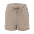 thumbnail image 3 of frariair ​Women's Non Iron Wrinkle Effect Paper Waist Shorts With Minimalist Silhouette And Hidden Storage For Chic City Exploration​ Khaki, 3 of 4