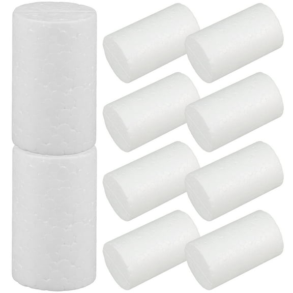 Jiyike 10Pcs White Foam Cylinders For Christmas Crafts Polystyrene Foam Tubes For Diy Decorations Crafting And Modeling 5 X 3 CM