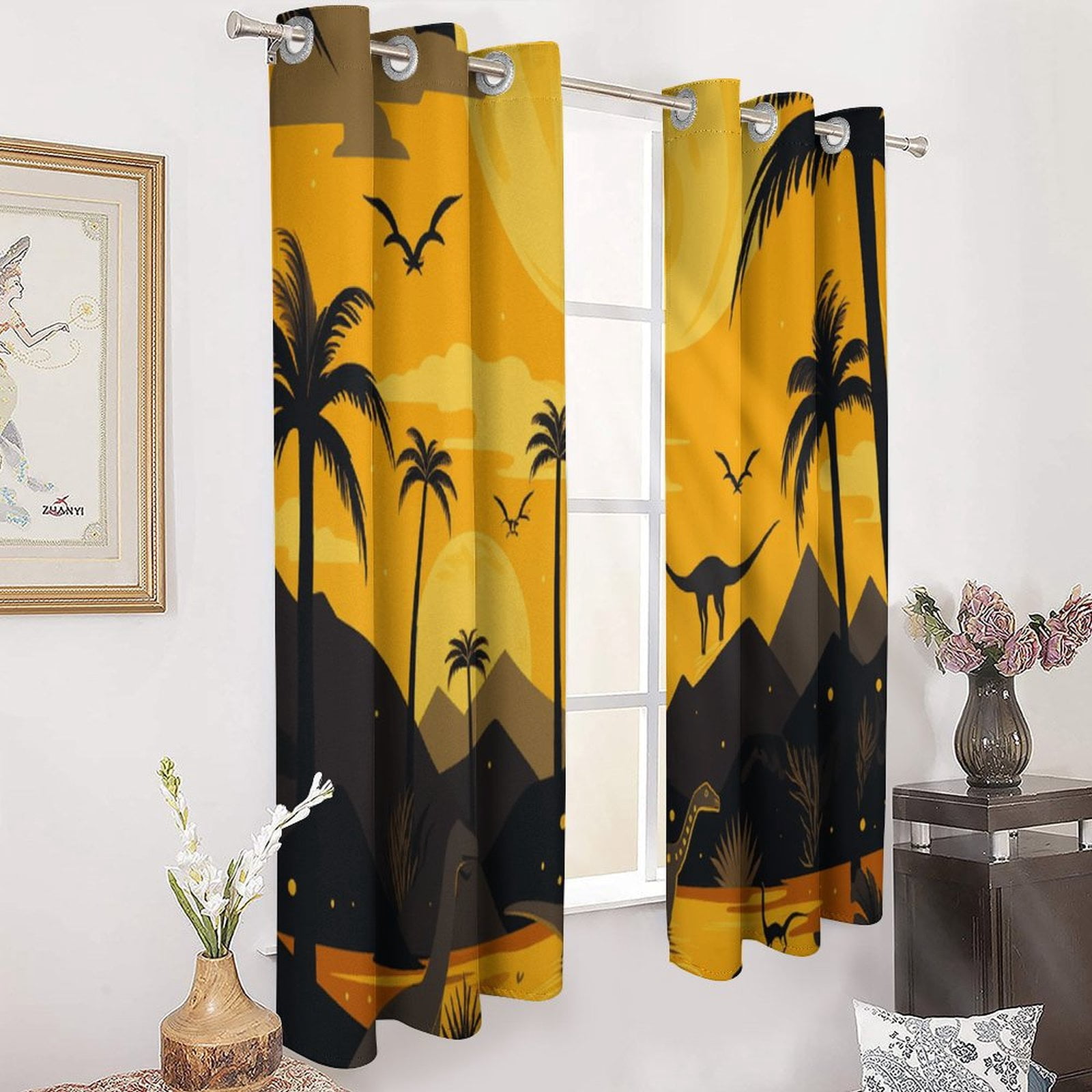 Dinosaur Window Curtain Panels Grommet Blackout Curtains Blackout Curtains for Living Room