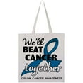 thumbnail image 3 of Inktastic We'll Beat Cancer Together- Colon Cancer Awareness Tote Bag, 3 of 4