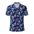 thumbnail image 2 of Daiia purple flower blue Skull Pattern Men’s Polo Shirts,Solid Deck Shirt,Classic Fit, Breathable Cotton Polo for Casual and Sport Wear-3X-Large, 2 of 7