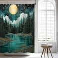 thumbnail image 5 of Forest Shower Curtain Lakes Mountain Shower Curtain Starry Night Shower Curtain Sky Stars Moon Nature Landscape Scenery Shower Curtains for Bathroom Decor Set with 12 Hooks 72x72 inches, 5 of 6