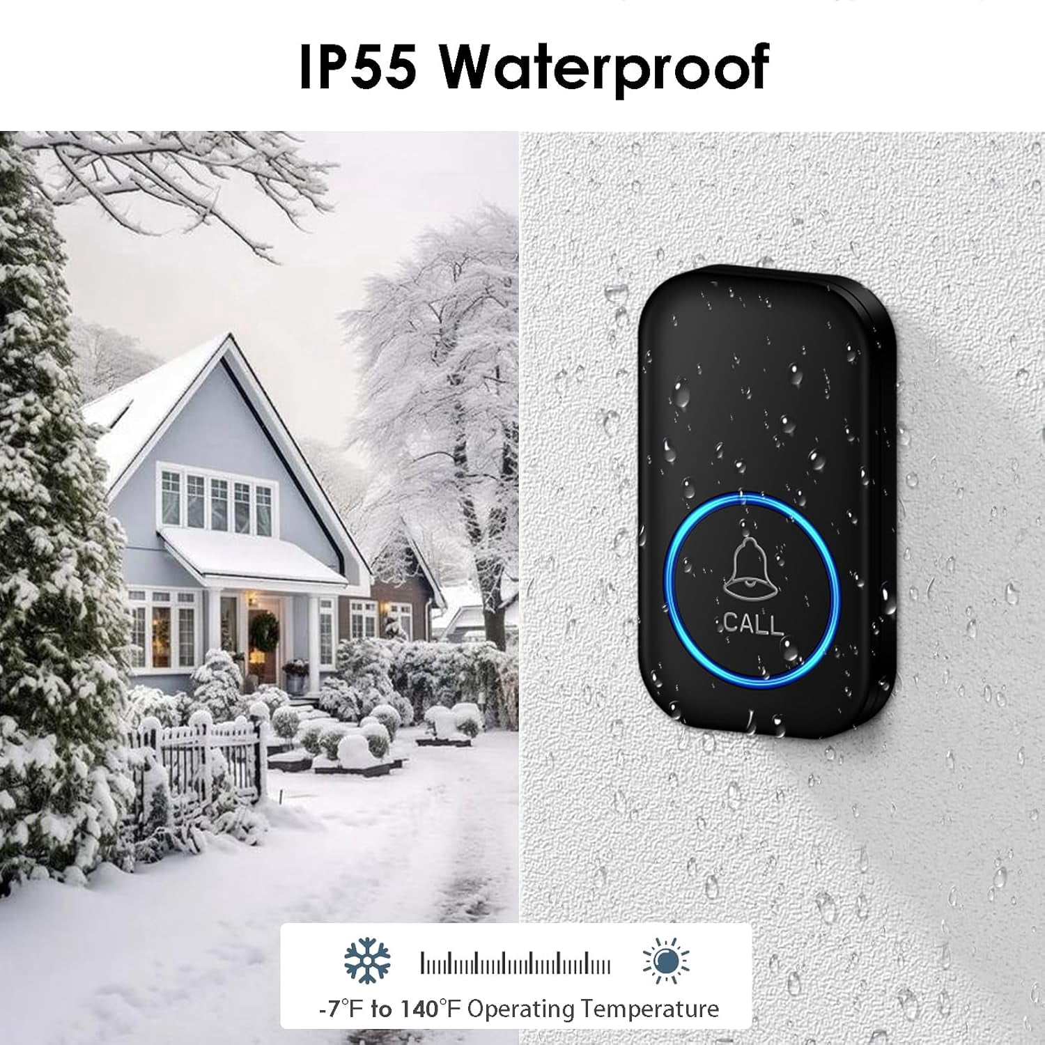 Caregiver Pager, Wireless Call Button 1000+ Feet, SOS Alert Nurse Calling Elderly Fall Help System for Patient/Disabled Monitoring at Home, IP55 Waterproof