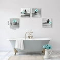 thumbnail image 5 of Gray Wall Art Zen Wall Art Teal Floral Paintings Black and White Decor Zen Stone Sand Pebble Canvas Flower Artwork for Wall Home Decoration Bathroom Wall Decor 12''''x12''''x4pcs, 5 of 6