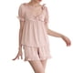 thumbnail image 1 of Conjunto de pijama de verano para mujer, de seda sintética, estilo holgado, cómodo para el hogar, ropa de dormir corta para mujer, color marrón camafeo, talla L, 50-57,5 kg, 1 of 13