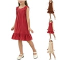 thumbnail image 1 of Ashirexll Robes d'Été pour Ados Enfants Sans Manches à Blocs de Couleur Col Rond Robe Décontractée Trapèze pour Ados Enfants, 1 of 7
