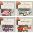 thumbnail image 3 of 5 Pares/Juego De Pendientes De Gancho De Seta Con Nube De Flores Dulces Para Niñas , Mariposa De Pato De Rana , Joyería De Animales, 3 of 4