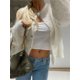 thumbnail image 5 of Cárdigans de punto de Mohair para mujer, suéter elegante de manga larga con cuello redondo y botonadura única, a la moda, otoño, 2024, 5 of 5