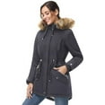 thumbnail image 3 of Women Winter Parka Coat, Windproof Women Winter Coat Fleece Lined Long Parka with Faux-Fur Hood (Grey, X-Large), 3 of 8