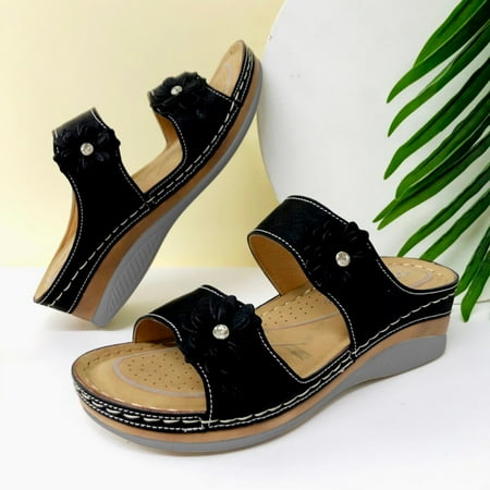 

Yedhsi Summer Women Wedge Heel Shoes Hollow Out Sandals Roman Casual Slippers Women s Slippers