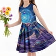 thumbnail image 4 of SGFCWSX Girls Sleeveless Dress A-Line Floral Print Crew Neck Summer Party Dresses for Kids Multicolor Size 9-10 Years, 4 of 6