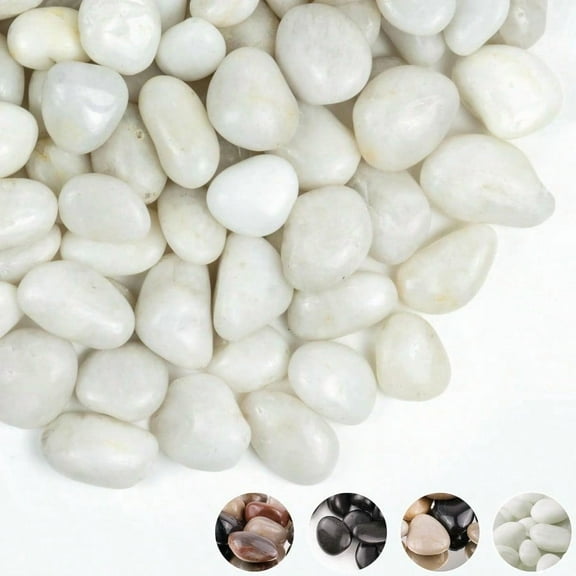 2lbs White Pebbles for Indoor Plants 12Inch Natural River Rocks for Aquarium High Polished Decorative Stones for Vase Filler Fish Tank Landscaping Garden