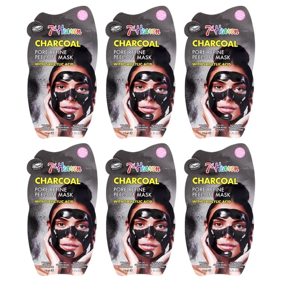 Mascarilla 7th Heaven Charcoal Peel Off para mujer, 6 x 10 ml