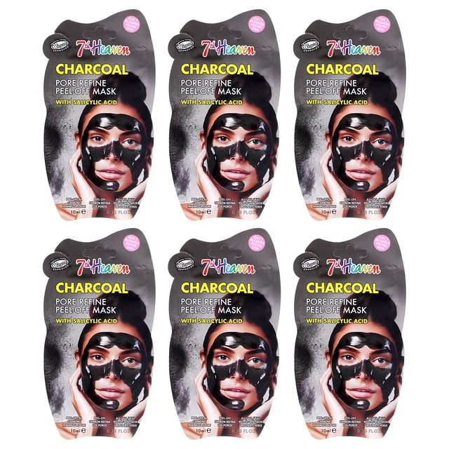 Mascarilla 7th Heaven Charcoal Peel Off para mujer, 6 x 10 ml