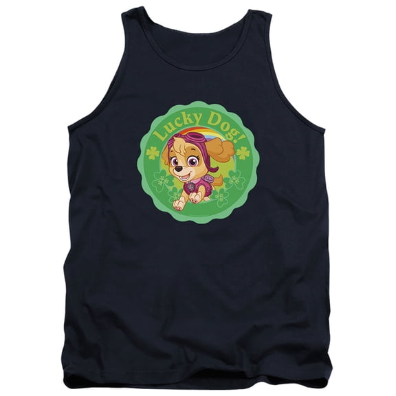Paw Patrol St. Patrick's Day Lucky Dog Unisex Adult Tank Top,Navy, Small