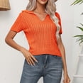 thumbnail image 5 of Fesfesfes Sweatshirt for Women Fashion Sexy Casual Women Short Sleeve Camisole Solid Turndown Neck Ladies Tops Slim Vest Womens Tshirts Graphic 6(M), 5 of 8