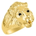 thumbnail image 4 of RYLOS Rings Gold Plated Silver Lion Head Ring Black Diamonds Eyes & Gemstone Mouth Fun Designer Rings Citrine Jewelry Size 8, 4 of 7