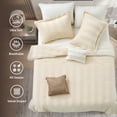 thumbnail image 4 of Regency Heights Queen Size Velvet Striped Comforter Set, 5-Piece Luxury Comforter Bed Set for All Seasons, Champagne Cozy Bedding Sets with Decor Pillows, 4 of 11