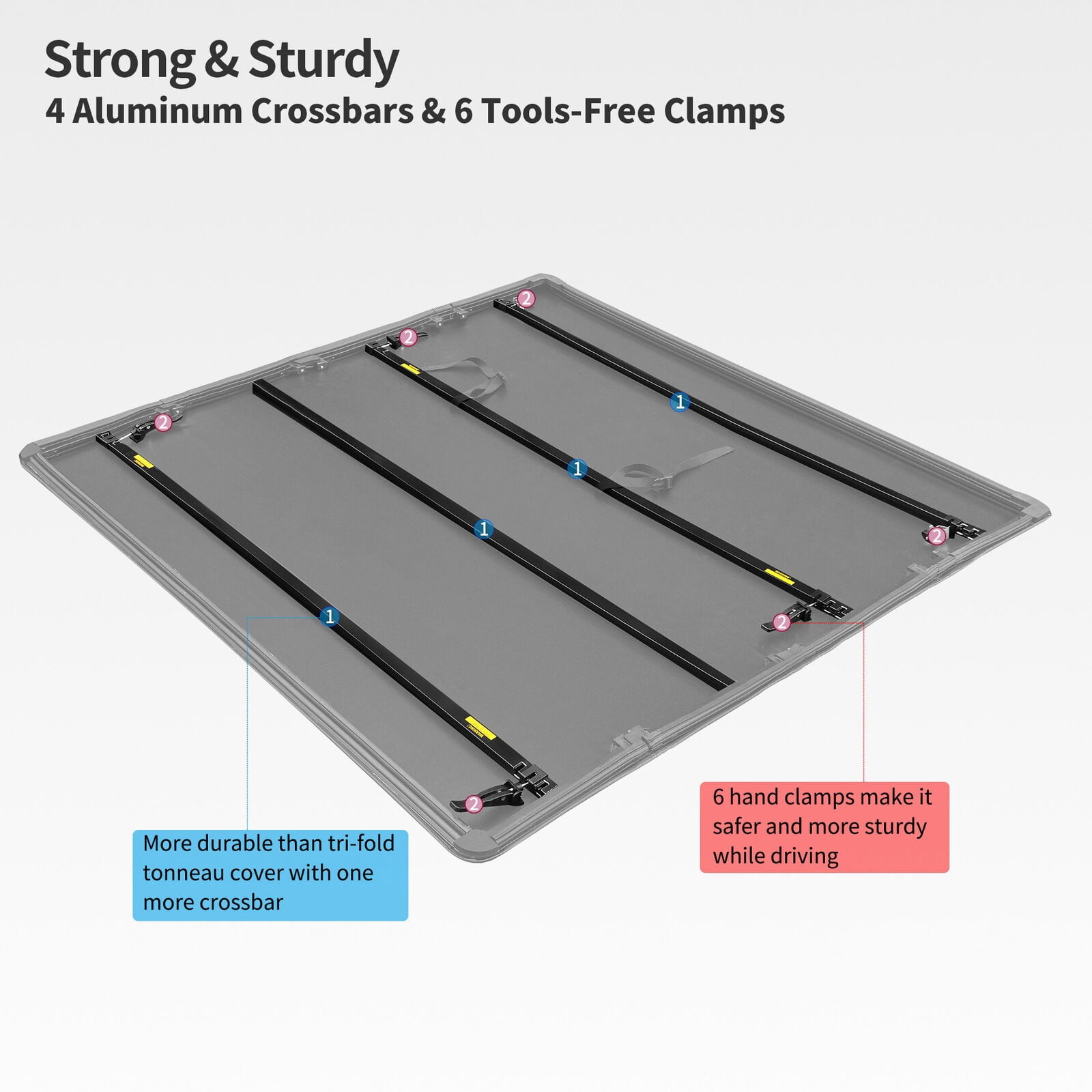 RVNI 6.6 ft Four Fold Tonneau Cover Soft Truck Bed Covers for 2009-2014 Ford F-150 F150 Styleside