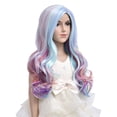 thumbnail image 4 of RightOn 27'' Rainbow Wig Long Curly Wig Colorful Wig Multi-Color Wig with Wefted Wig Cap, 4 of 6