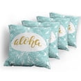 thumbnail image 5 of Ambesonne Aloha Throw Pillow Cover 4 Pack, Wording with Palm Tree Leaves, 16", Seafoam Yellow, 5 of 7