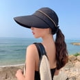 thumbnail image 5 of Womens Sun Hats 2 in 1 Zip-Off UV Protection Wide Brim Sun Visors Ponytail Beach Hat Foldable Tennis Golf Hats, 5 of 7