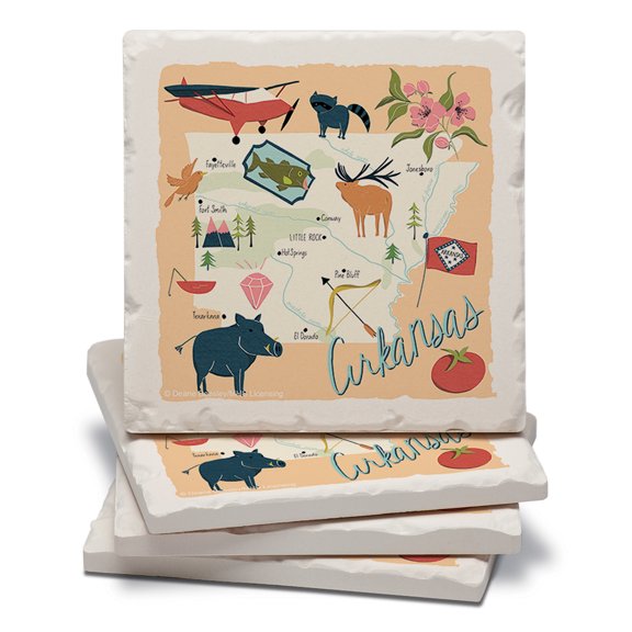 Thirstystone  Arkansas Home Tumbled Tile Coaster Set 4 Pack
