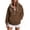 Coffee, variant on Womens Quarter Zip Hoodies Leopard Print Hooded Pullover Top 2026 Trendy Casual Long Sleeve Sweatshirts