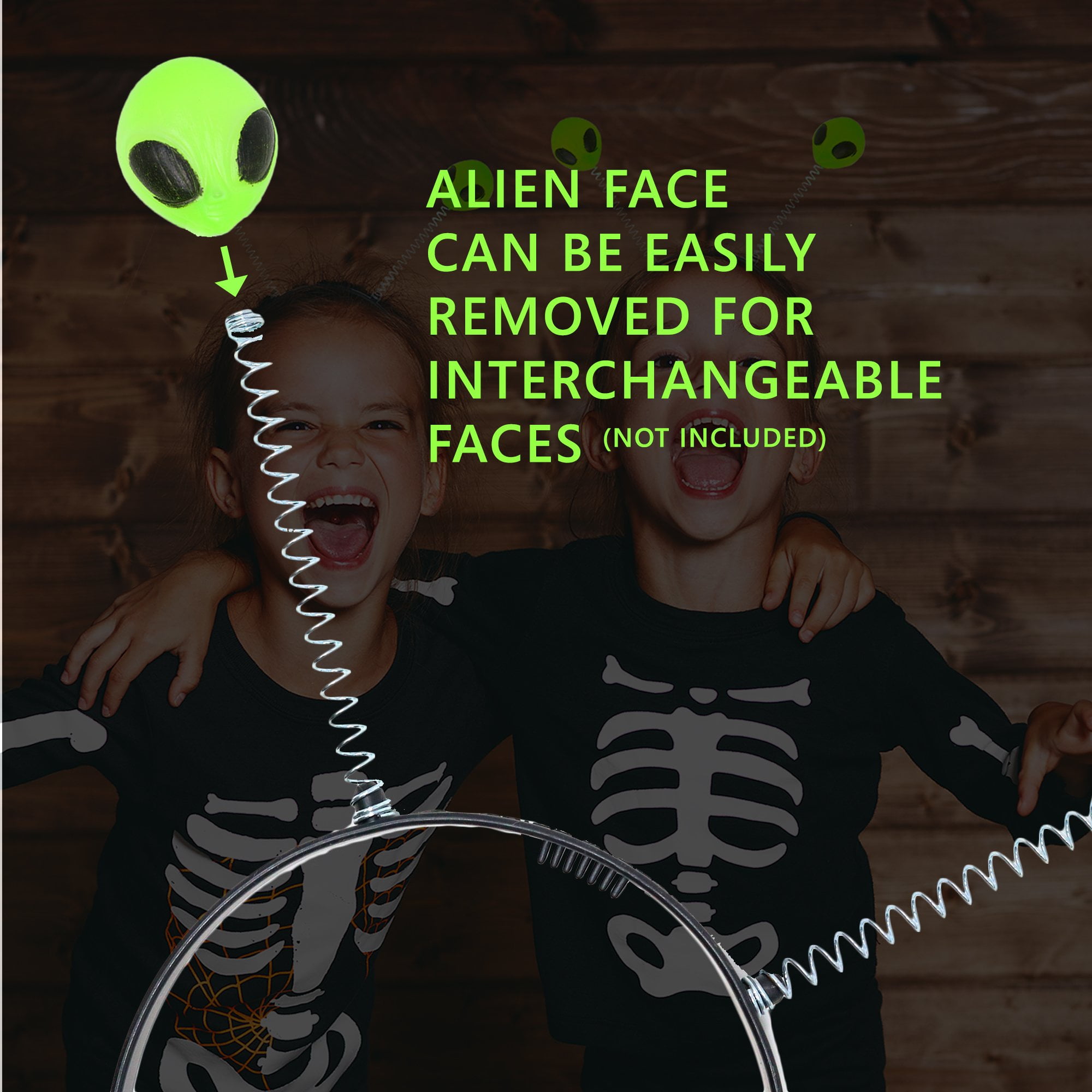 Pack of 12 Skeleteen Alien Boppers Kids Party Favors Glow in The Dark Headband Aliens 