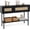 Black, variant on SolaceHue 40” Rattan Console Table, Narrow Long Entryway Table with Storage Shelf, 2 Flip Door Cabinets, Metal Frame, Boho, Farmhouse Behind Couch Sofa Tables for Living Room, Hallway (Natural)
