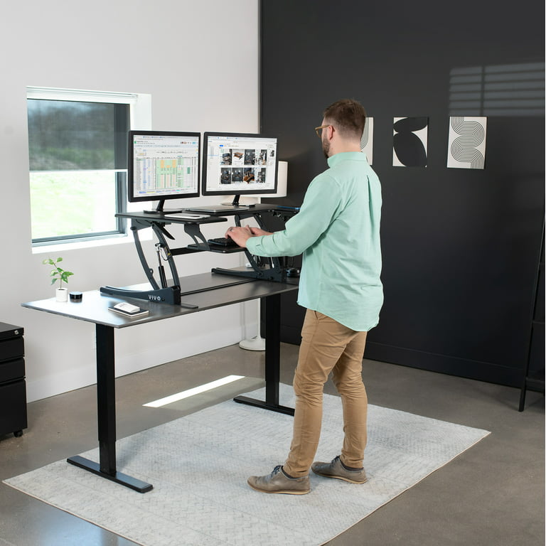 VIVO Black Height Adjustable Extra Wide 42 Stand Up Desk Converter  Workstation