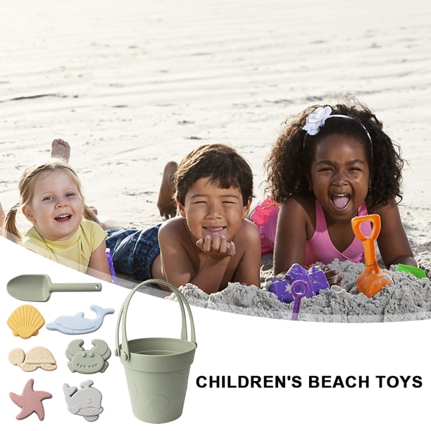 Set De 8 Juguetes De Playa De Silicona – Cubo, Pala Y Moldes De Animales Marinos, Bolsa De Malla Incluida, Fácil De Limpiar, Para Niños A Partir De 3 Años