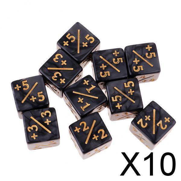 Juego de Dados de Resina Baoblaze 6 Lados Matemáticas Color Negro 10 Piezas