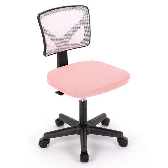 CONCETTA Mesh Office Desk Chair with Ergonomic Low-Back, Armless Design, Rolling Swivel Chair with Wheels, Pink