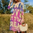 thumbnail image 4 of Pink Love Dream Graphic Print-2 Womens Summer Dress Tie Back A Line Flare Dress, 4 of 9