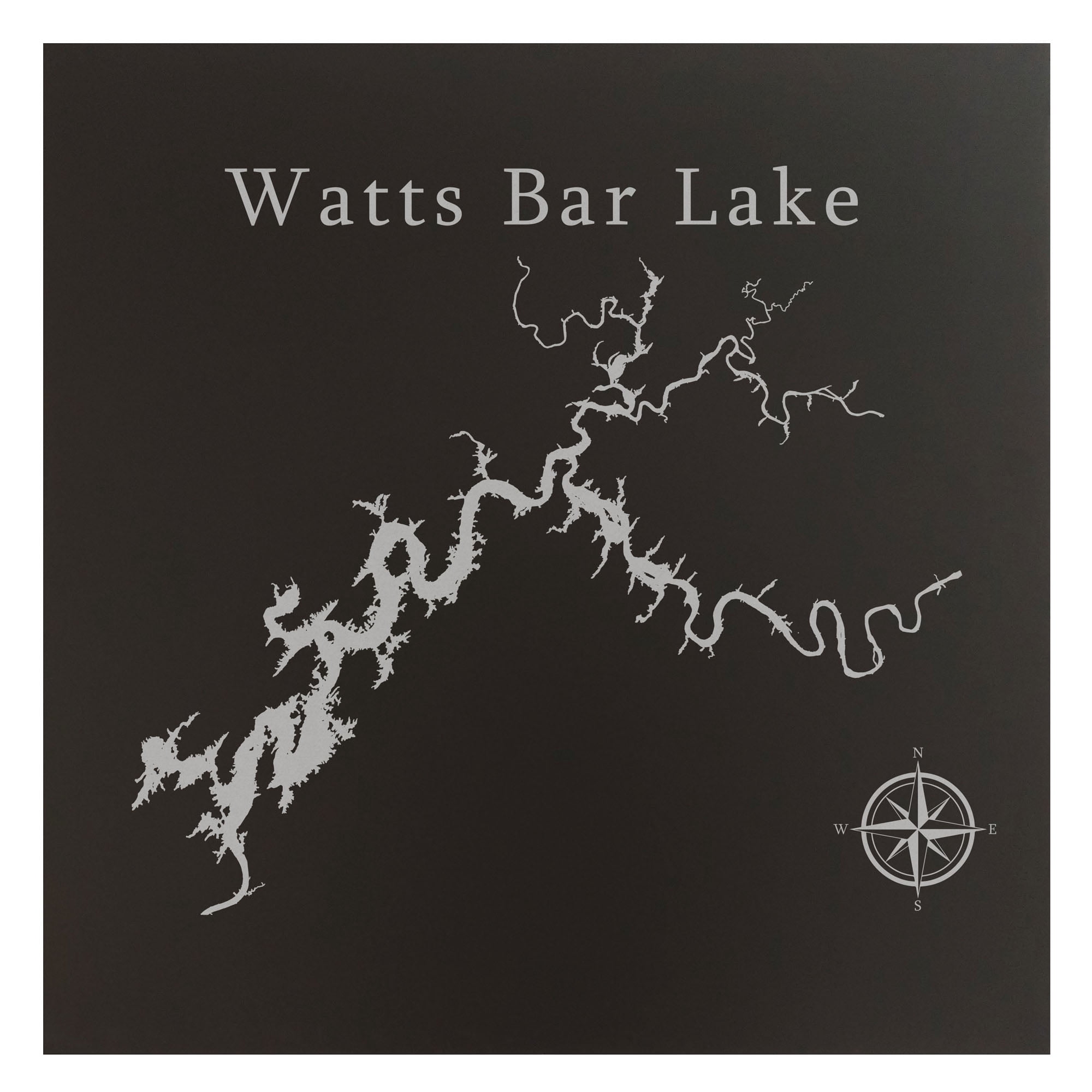 Watts Bar Lake Map 12x12 Black Metal Wall Art Office Decor Gift