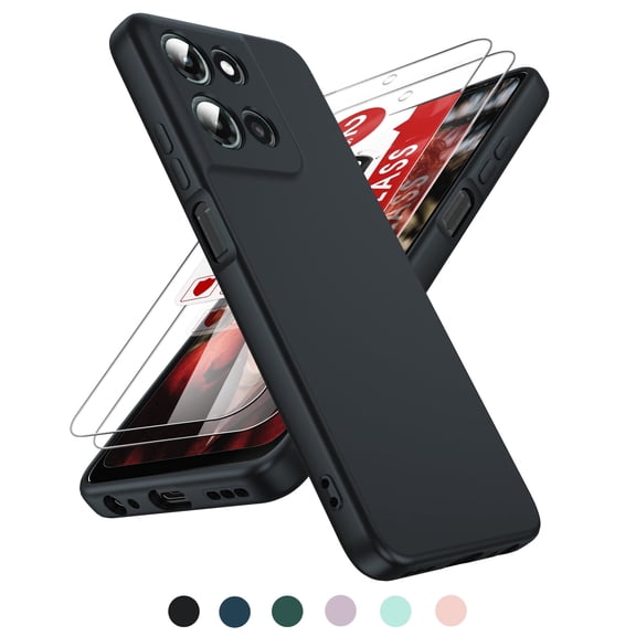 LeYi for Motorola Moto G 5G 2025 Case:【𝐍𝐨𝐭 𝐅𝐢𝐭 𝐆 𝐏𝐨𝐰𝐞𝐫】 Moto G 2025 Case with Screen Protector 2Pcs, Full-Body Soft Liquid Silicone Slim Phone Case for Moto 5G 2025, Black