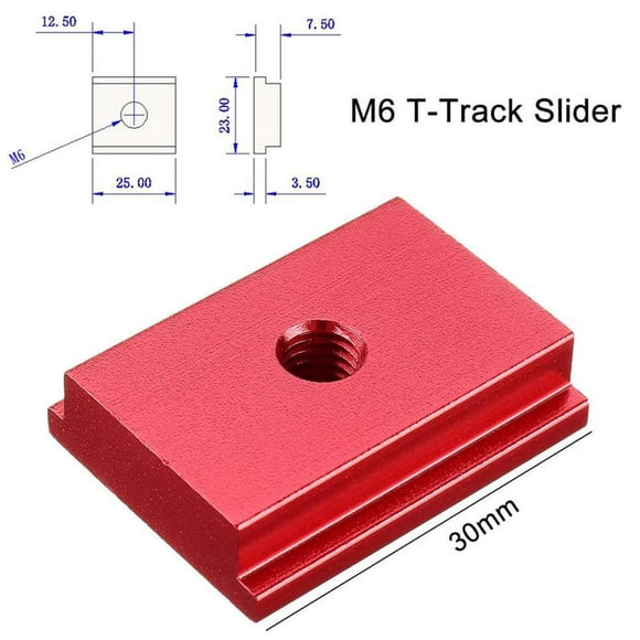 HLONK 1 Pcs M6 T-track Slider Aluminum Alloy T Slot Nut for Woodworking Tool Red/Blue