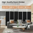 thumbnail image 2 of 6 Ft Room Divider, 6 Panel Folding Wall Divider, Freestanding Partition with Adjustable Foot Pads, Perfect Privacy Screen for Home Office (Black), 2 of 9