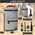 thumbnail image 3 of OPUX Wine Bag 2 Bottle Wine Tote Carrier, Insulated Wine Cooler Bag for Travel Picnic, Leakproof Portable Padded Case, Wine Gifts For Women Men Wine Lovers Christmas, Heather Gray, 3 of 8