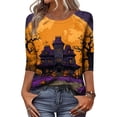 thumbnail image 2 of Halloween Shirts for Women Candy Ghost Loose Fit Crew Neck Spooky T-Shirt Pumpkin Graphic 3/4 Sleeve Fall Horror Blouse 5XL, 2 of 4
